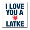 Crafted Creations White and Red "I LOVE YOU A LATKE" Hanukkah Square Cotton Wall Art Decor 12" x 12"